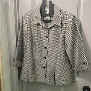 Prophecy Gray/Black and White Boxy 3/4 Sleeve Button Down Shirt